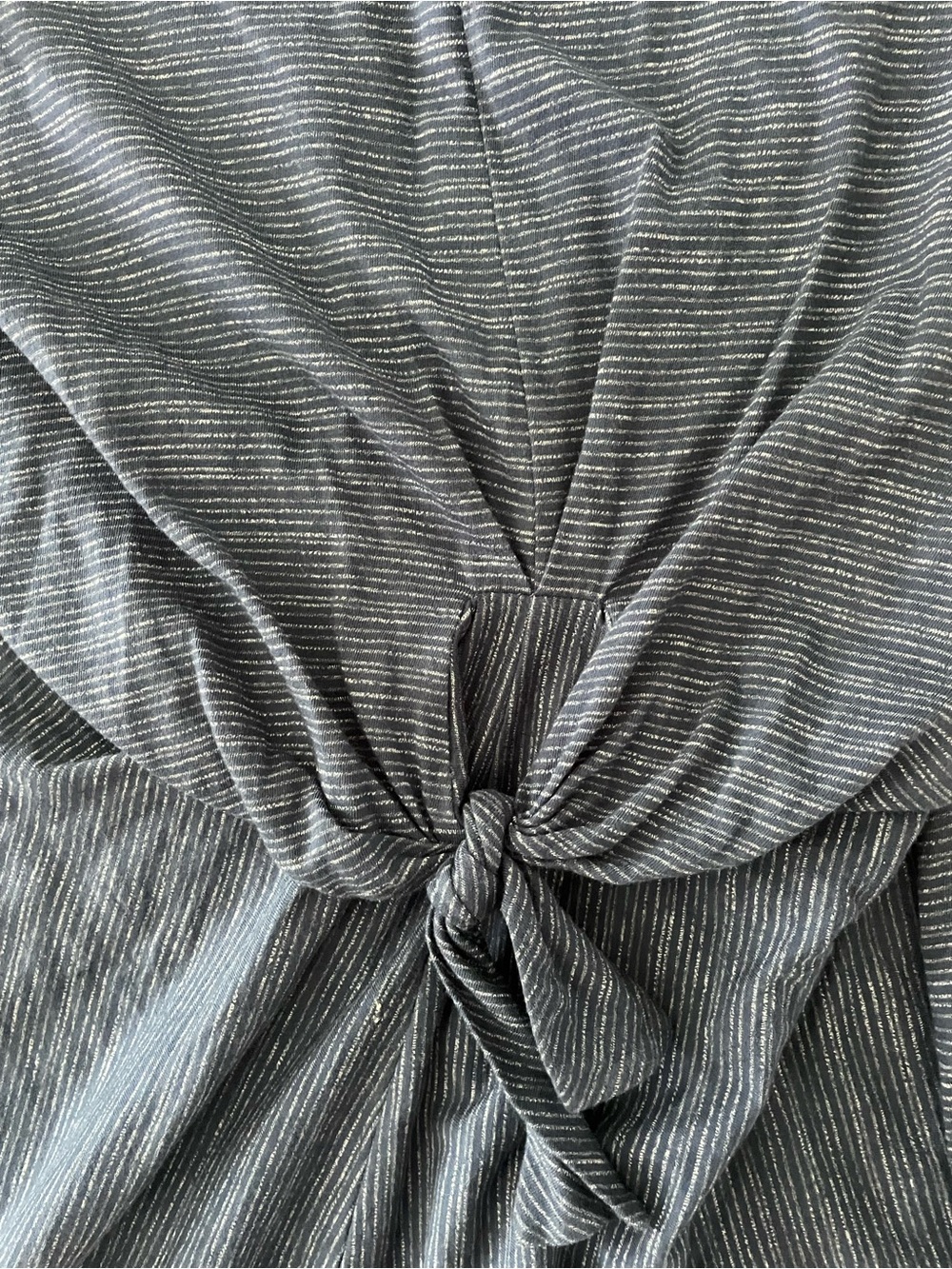Talbots Navy Striped Crewneck Top with Metallic Threading